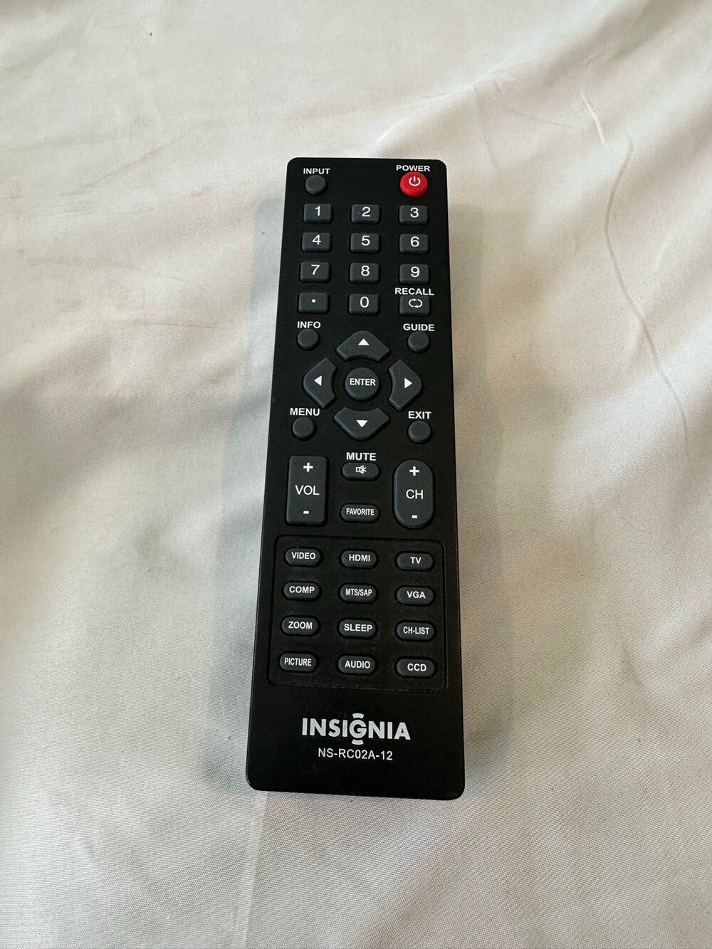 Insignia TV Remote Control Model NS-RC02A-12 OEM Original Tested Clean